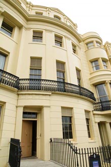 Image looking up at the facade of The Regency Town House